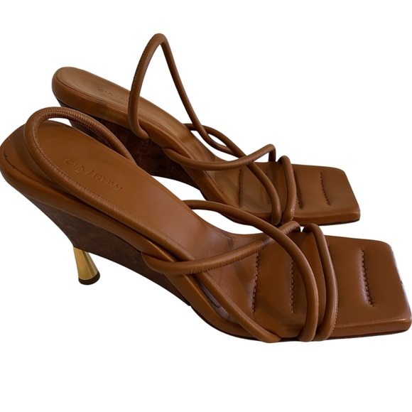 Gia/RHW Brown Leather Open /Toe Kitten Heel Sandal 41(10.5-11) - Picture 1 of 10